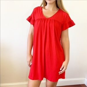 'Top Notch' Ruffle Sleeve V Neck Dress